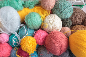 Collection of multi-colored threads for needlework.