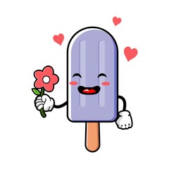 cute ice cream cartoon mascot character