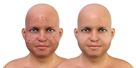 Acne vulgaris in a teenager overweight boy
