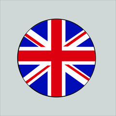 United Kingdom Flag vector Icon (Union Jack) with Red cross patterns on blue and white in Europe.