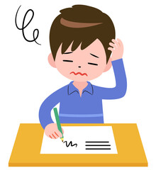 勉強する男の子　わからない