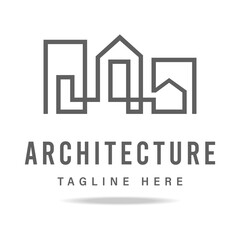 Abstract art logo graphic building business company, sign real estate agency, icon construction, brand architecture, symbol skyscraper home big city.Design template modern vector isolated one line