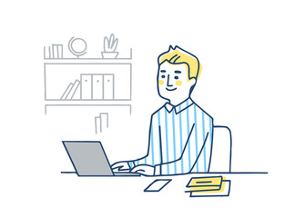 パソコン作業をする男性