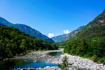 The Maggia river surrounded by beautiful landscape