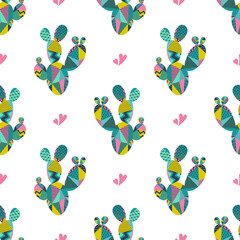 Cactus plant vector seamless pattern.