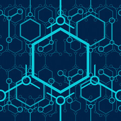 seamless chemical blue hexagon background