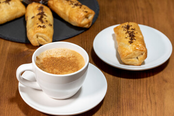 pain au chocolat and coffee