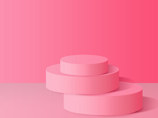 Red podium with circles background for product presentation