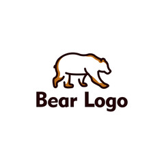 Simple Bear Line Art Logo Design Template