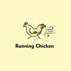 Running Chicken Logo, icon design template