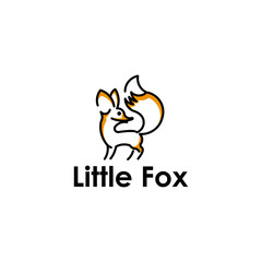 Simple Art Line Little Fox, Logo Design Icon Template