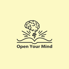 Logo design graphic of brain and book, Perfect use for educational organization, etc.