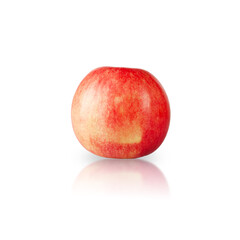 Fresh red apple isolated with reflection on white background.