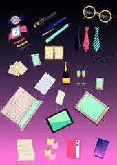 A set of accessories and accessories for the businessman.