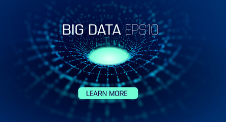 Big data circular tunnel. Bigdata abstract vector design. Big data analytics