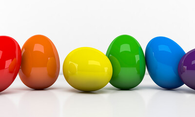 3D Illustration. Isolated colored Easter Eggs