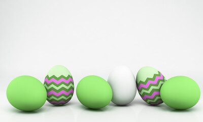 3D Illustration. Greeting card template for Easter holiday