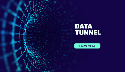 Data tunnel abstract vector background. Security tunnel protected data flow. Network security - obrazy, fototapety, plakaty