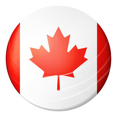 Glass light ball with flag of Canada. Round sphere, template icon. Canadian national symbol. Glossy realistic ball, 3D abstract vector illustration highlighted on a white background. Big bubble.