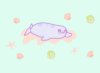 foca tierna kawai en playa 