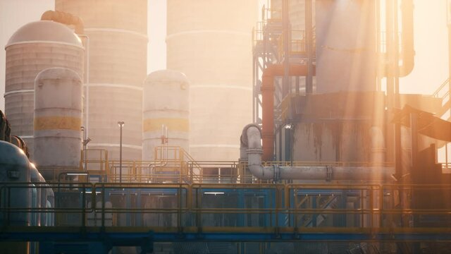 Oil and gas refinery at twilight