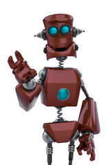 funny robot cartoon saying hello in a white background