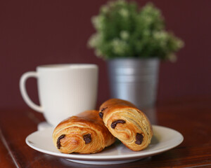 cup of coffee and croissant
