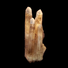 Smoky quartz crystal druse on black background 