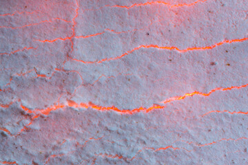 abstraction fire through the snow, cracks in the snow, flour