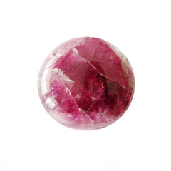 Pink tourmaline rubellite sphere on white background 