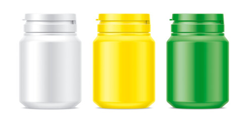 Set of Matt Colored Plastic Bottles with rubber cap. 