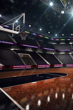 Empty Basketball court. Sport arena. 3d render background