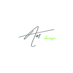 AM initial handwriting logo for identity