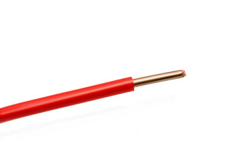 Electric cable with copper core and red insulator