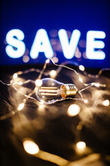 energy save bulb concept. Energy lamp illumination filament. Invention idea for genius electricity