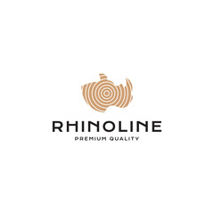 outline rhinoceros line art logo vector icon