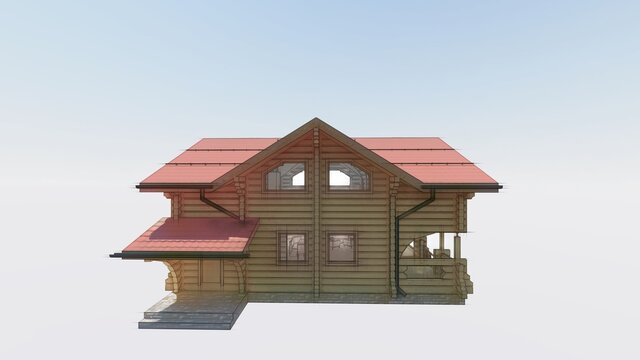 
wooden tiny house, cottage, villa made of gun carriage. a picture of a house project drawn with watercolour helmets on an isolated background