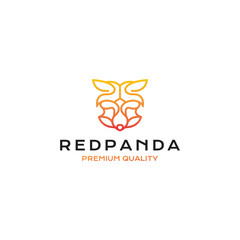 red panda line logo design with simple style unique vector