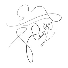 Vector Illustration of Beautiful Female Face Line Art Drawing. Good for Cover, Poster, T-Shirt, Graphic Design Print, and others.