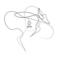 Vector Illustration of Beautiful Female Face Line Art Drawing. Good for Cover, Poster, T-Shirt, Graphic Design Print, and others.