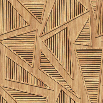 Triangle Pattern On Wood Background Seamless Texture, Mosaic Texture, 3d Illustration