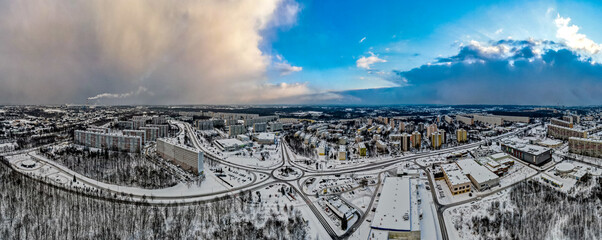 Jastrzębie Zdrój, przemysłowe miasto na Śląsku w Polsce zimą z lotu ptaka © Franciszek
