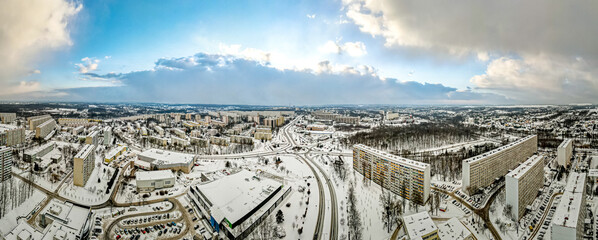 Jastrzębie Zdrój, przemysłowe miasto na Śląsku w Polsce zimą z lotu ptaka © Franciszek