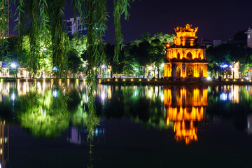 The lake of the sword. Hanoi. Night landscape.