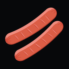 hot dog or sausage, vector illustration