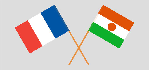 Crossed flags of France and Niger