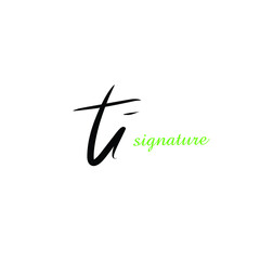 Ti handwritten logo for identity white background
