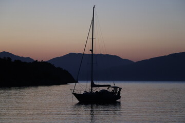 sailboat at sunset