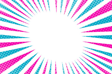 Striped colorful rays background. Pop art creative concept colorful comics book magazine cover. Cartoon halftone retro pattern. Abstract template design for poster, card, sale banner, empty bubble.