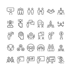business people vector line icon set